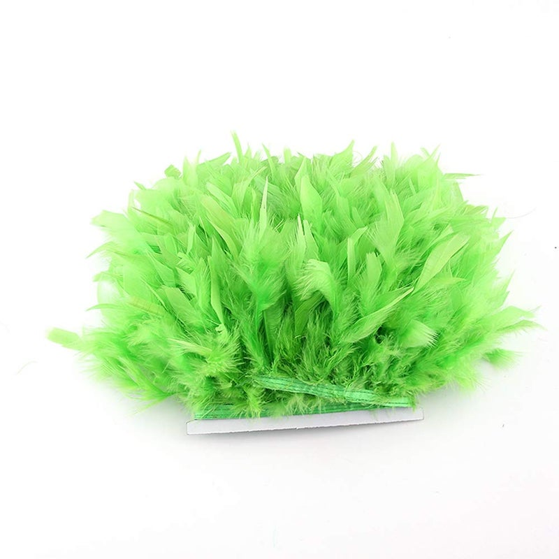 Sowder Turkey Feathers Trim Fringe for Party Wedding Dress Sewing Crafts Costumes Decoration Pack of 2 Yards (Lime Green) - Image 3